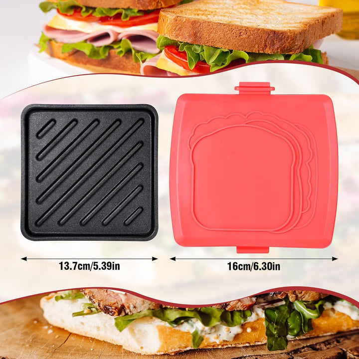Sandwichmaker Mikrowellen, Sandwichtoaster 16 x 16 cm, Kontaktgrill Abnehmbare Platten und Silikonsc