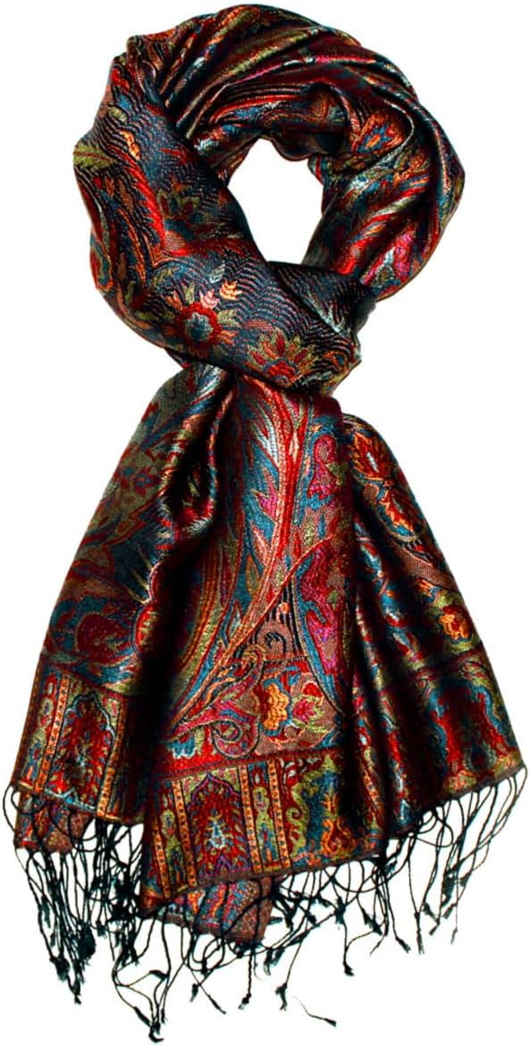 Lorenzo Cana Luxus Pashmina Damen Schal Schaltuch jacquard gewebt 100% Seide 70 x 190 cm Paisley Mus