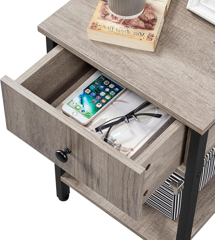 Yaheetech 2X Nachttische Beistelltisch mit Schublade und Ablage Nachtschrank Industrie-Design Kleine
