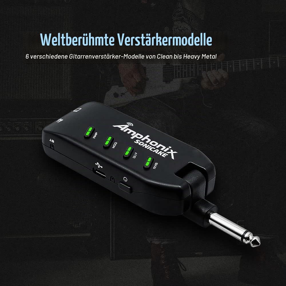 SONICAKE Mini Gitarre Kopfhörer Verstärker Bluetooth Multi-Effekte Plug-In USB aufladbar Portable Am