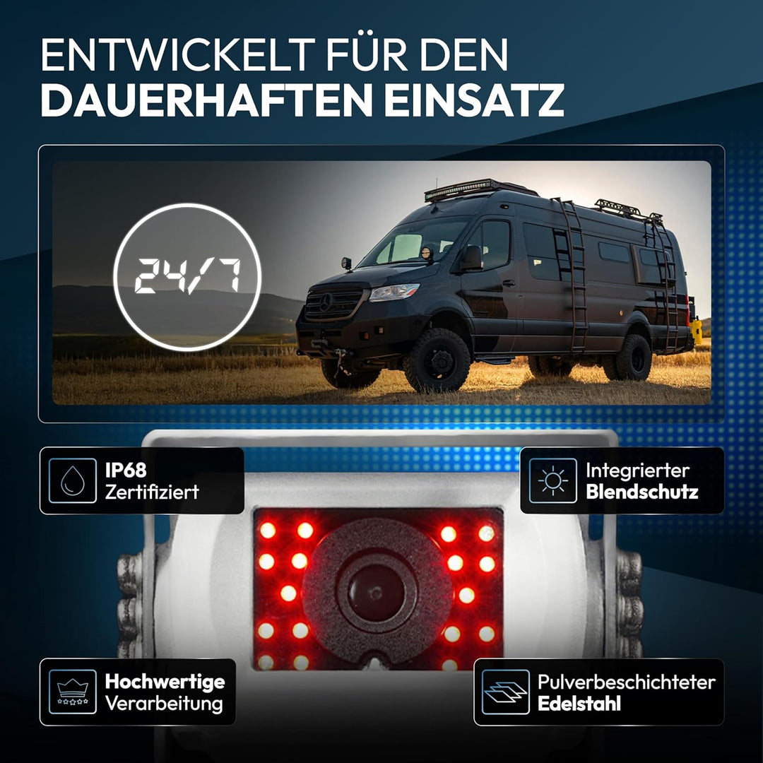 VSG24 Rückfahrkamera 7" Starter-Set Wohnmobil inkl. 2 Kameras in Weiss, Monitor, Kabel &amp; Fernbedienu