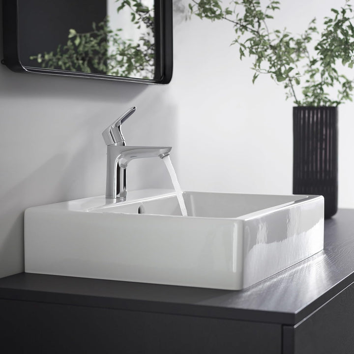 hansgrohe Focus - Waschtischarmatur mit Zugstangen-Ablauf, Wasserhahn Bad mit Auslauf Höhe 100 mm, M