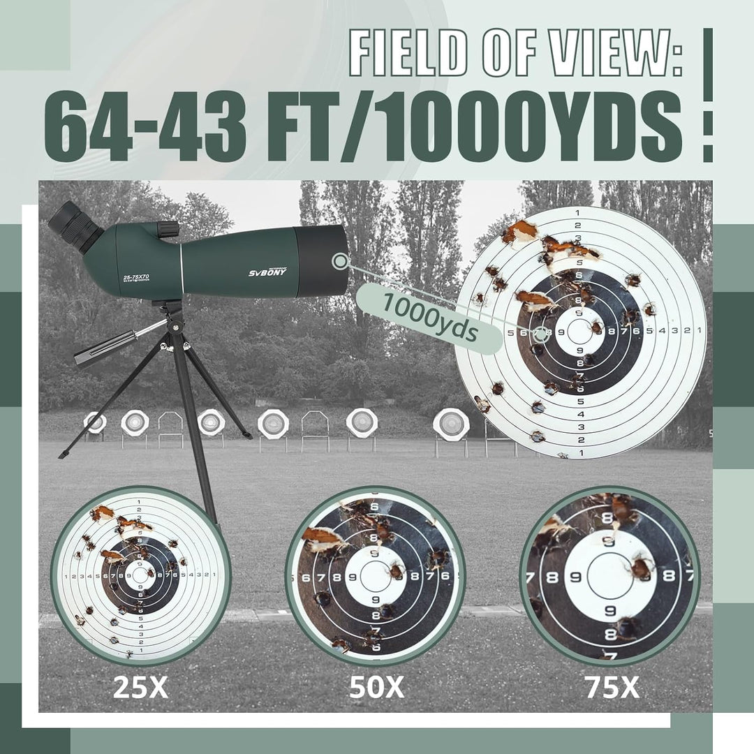Svbony SV28PLUS Spektiv für Vogelbeobachtung, 25-75×70mm mit Kabellosem Controller, BAK4 A5 Weinrote