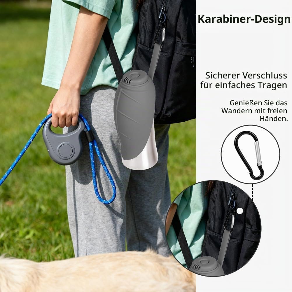 Tragbare Hunde Trinkflasche, 700 ML Isolierte Edelstahl Trinkflasche Für Hunde, Auslaufsichere Haust