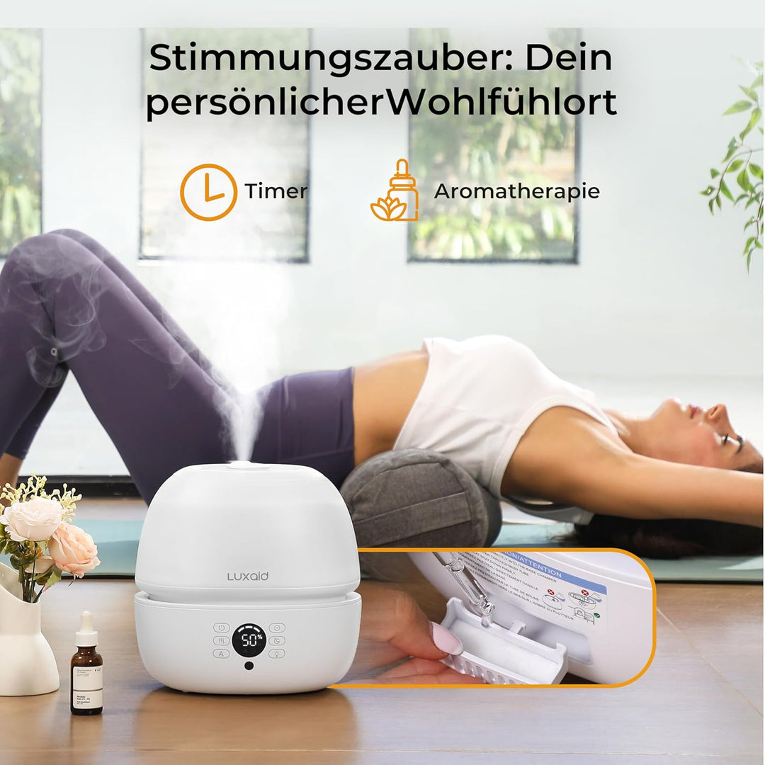 3L Luftbefeuchter Schlafzimmer mit Hygrostat, 7 Farben LED Licht & Fernbedienung, ultraleiser 20dB H