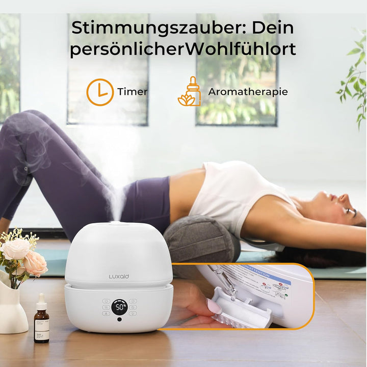 3L Luftbefeuchter Schlafzimmer mit Hygrostat, 7 Farben LED Licht & Fernbedienung, ultraleiser 20dB H