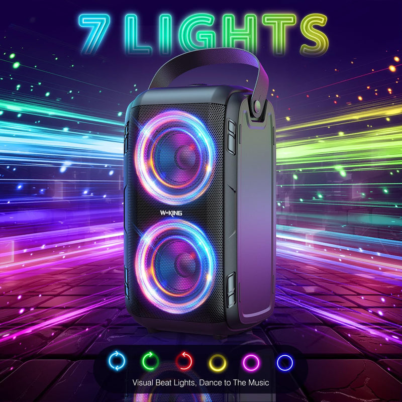 W-KING Bluetooth Lautsprecher mit 2 Vollfrequenztreiber– Superbass, Bluetooth Box Musikbox Party Lau