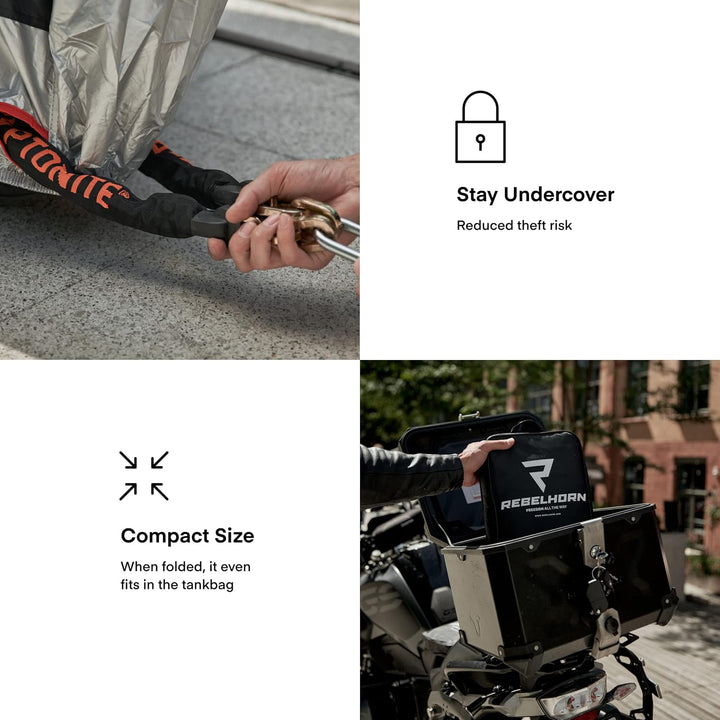 REBELHORN Cover II Top Box Motorradabdeckung | Strapazierfähiges Polyester | Motorradkoffer kompatib