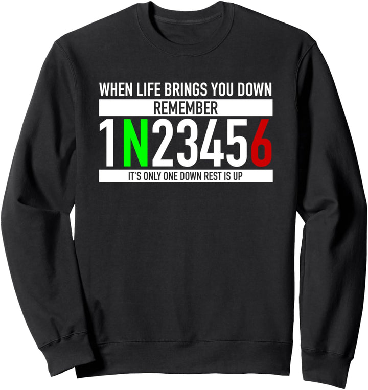 1N23456 Motorradgangschaltung | Motorrad Sweatshirt