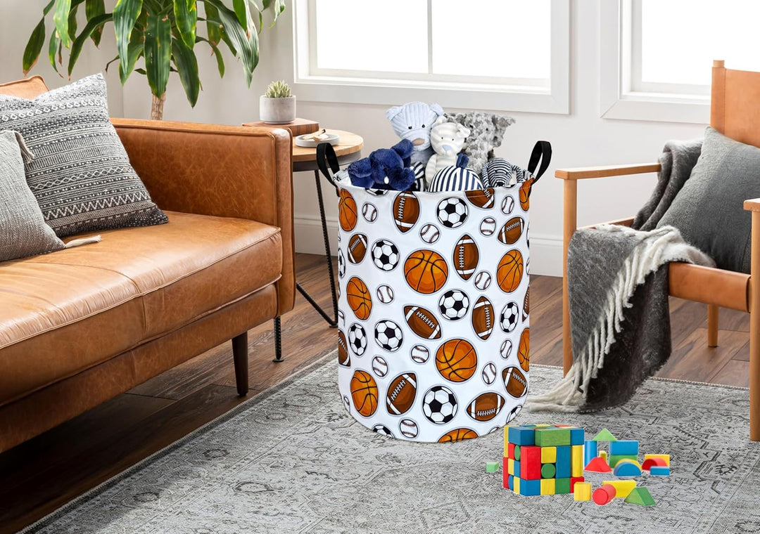 HUAYEE Wäschekorb mit Kugelmuster, Aufbewahrungskorb, Stoffmaterial, Aufbewahrungskorb, Spielzeugbox