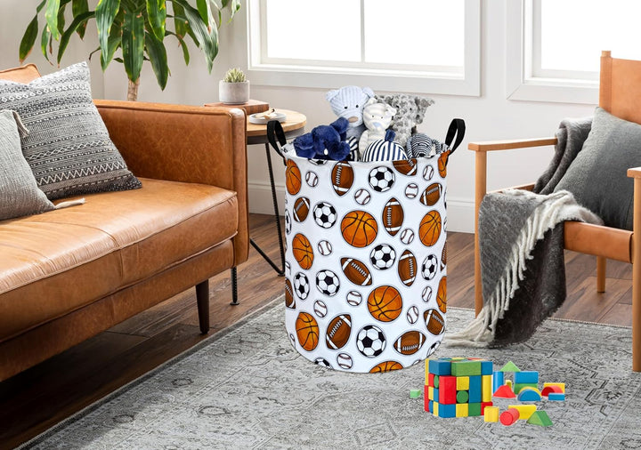 HUAYEE Wäschekorb mit Kugelmuster, Aufbewahrungskorb, Stoffmaterial, Aufbewahrungskorb, Spielzeugbox
