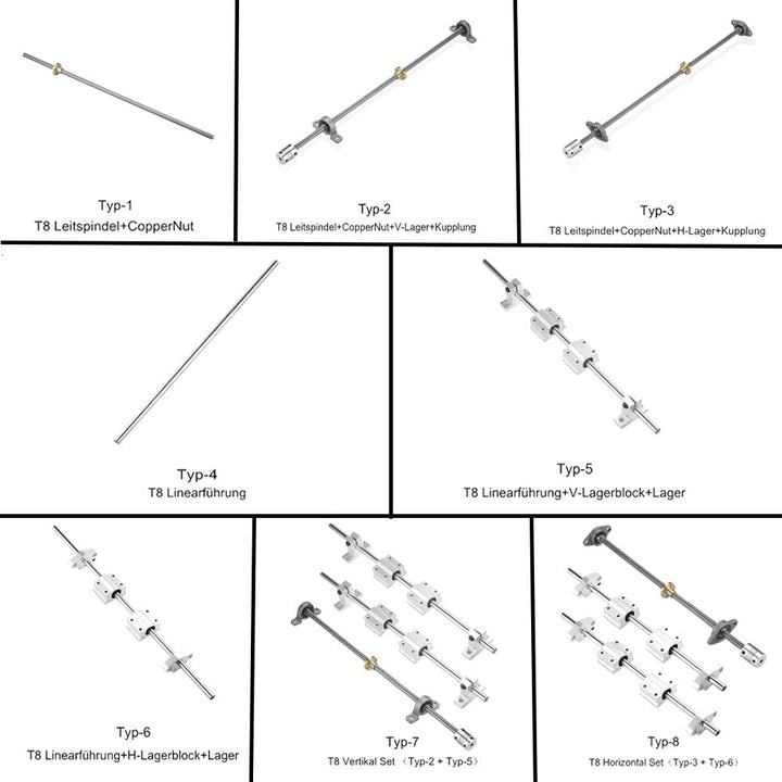S SIENOC 1000mm 3D Drucker T8 Gewindespindel Stange Lineare Schiene Stangenwelle Leitspindel+CopperM