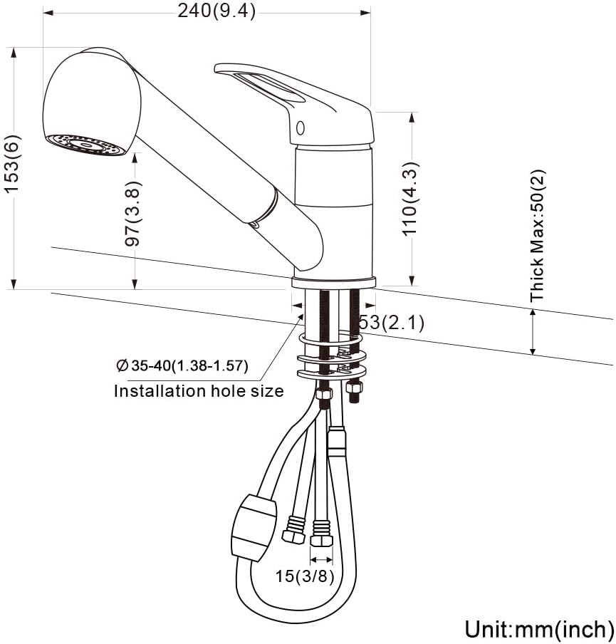 BONADE Küchenarmatur mit Ausziehbare Brause, Wasserhahn Einhebelmischer mit 360° Drehbar, Hochdruck
