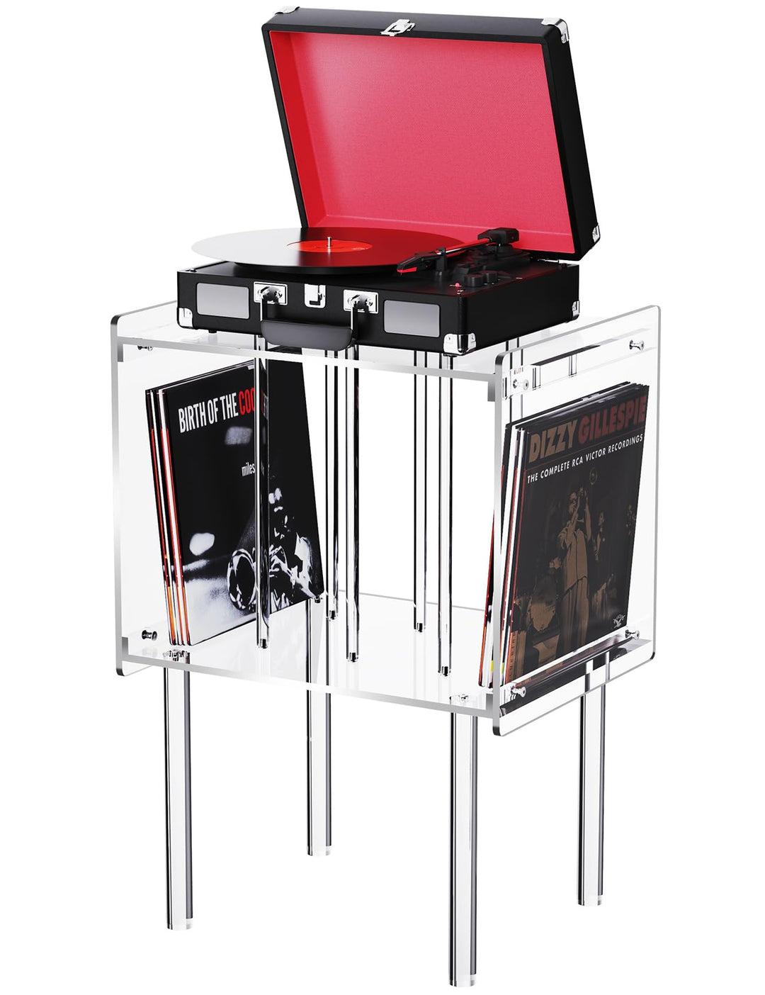 Plattenspieler Regal Acryl, Plattenspieler Tisch Transparent, Schallplatten Aufbewahrung Tisch Acryl