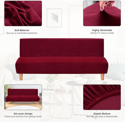 Mingfuxin Armlose Schlafsofabezüge, Stretch-Samt Futon Couchbezug Dicke weiche gemütliche Sofa Schon
