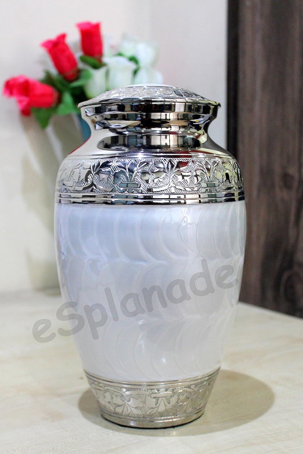 eSplanade Brass Cremation urn Memorial Container Jar Pot | Metal urns | Burial urn | Brass urn (Weis