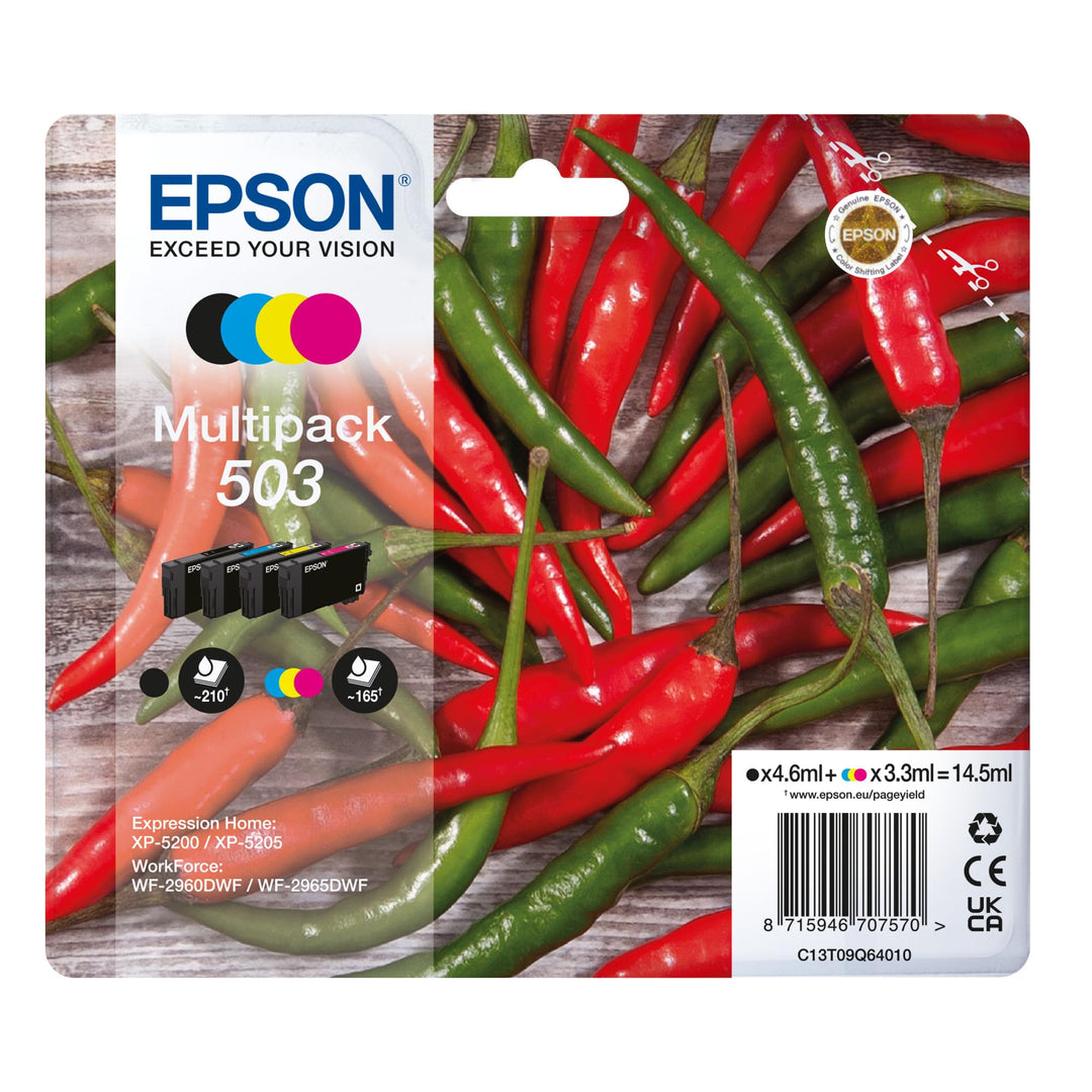 Epson Original 503 Tinte Chili Multipack 4-farbig Standard, XP-5200 XP-5205 WF-2960DWF WF-2965DWF, R