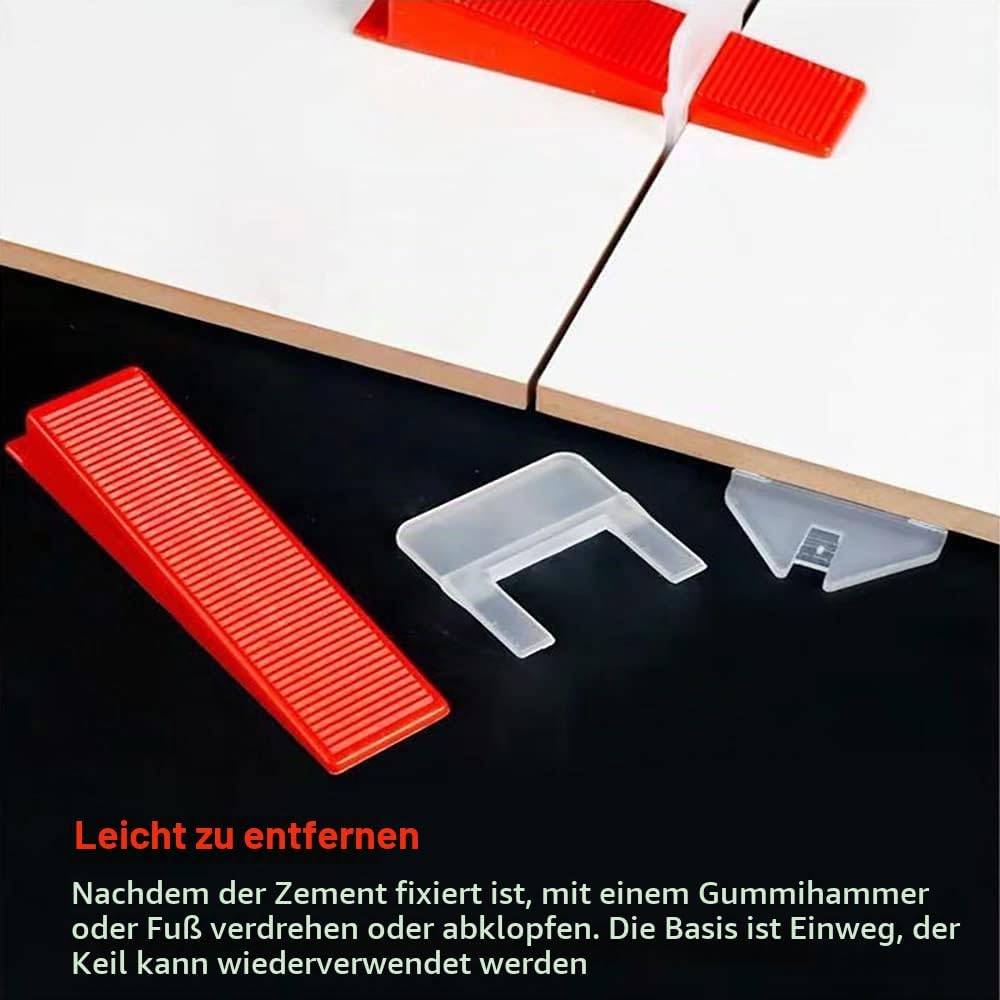 300 Stück Fliesenverlegehilfe, Fliesen nivelliersystem 1mm, Zuglaschen für Fliesen (1mm-Fliesenkeile