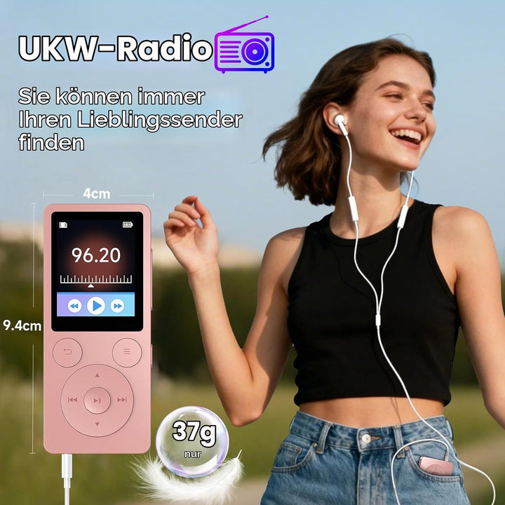 32GB MP3 Player Bluetooth 5.3 &amp; Lautsprecher – Upgrade mit physischen Tasten (Zurück, Menü, Lautstär