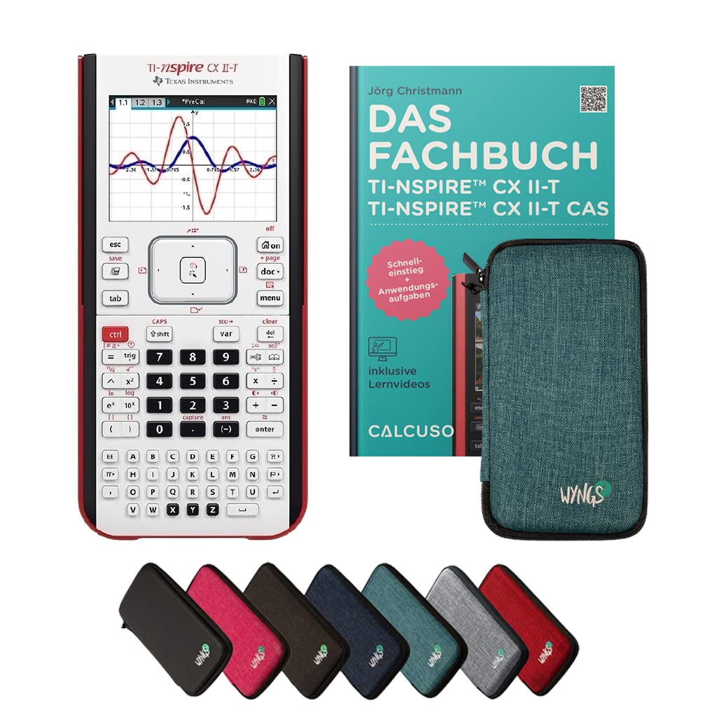CALCUSO Standardpaket: TI Nspire CX II-T Grafikrechner + WYNGS Schutztasche türkis + Fachbuch von CA