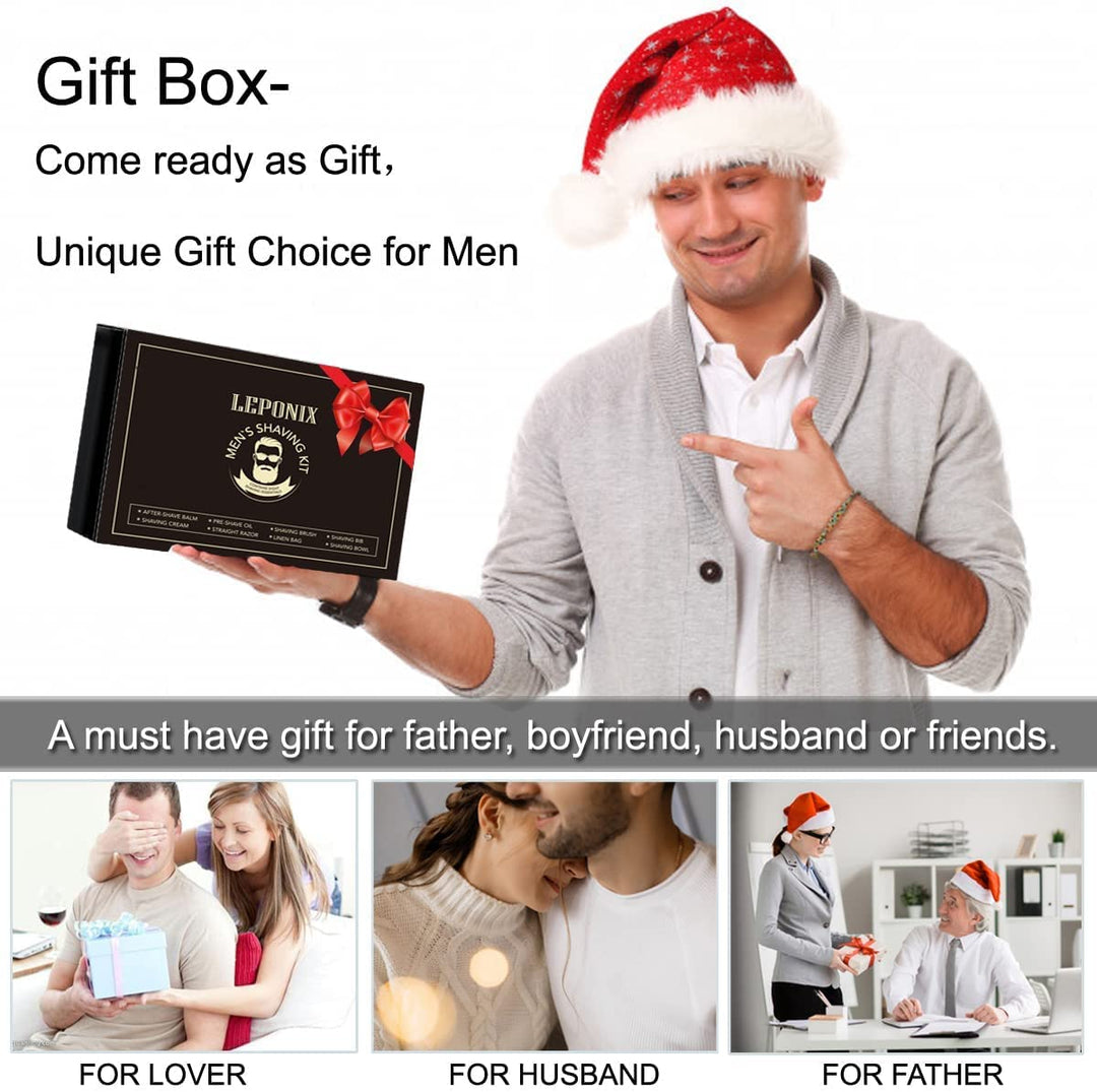 Rasierset für Männer, Aftershave-Geschenkset für Männer, mit Sandelholz-Rasiercreme, Aftershave-Bals