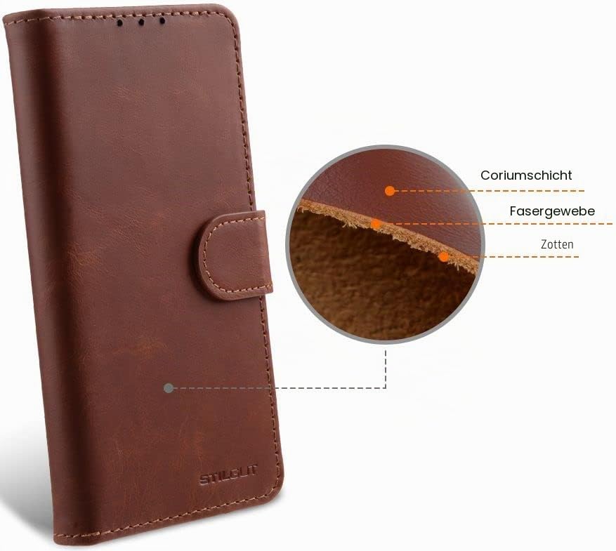STILGUT Talis kompatibel mit Samsung Galaxy S23 Hülle mit Kartenfach aus Leder, Wallet Case, Lederhü