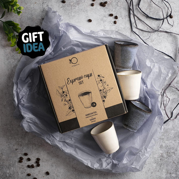 Origeens ESPRESSOTASSEN SET I 4x Keramik Espresso-Tassen, handgefertigt in Portugal I Espressotasse