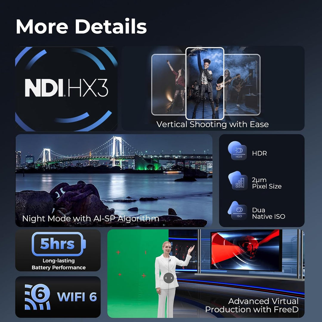 OBSBOT Tail 2 NDI Aktiviert mit Fernbedienung, PTZR Kamera 4K 60FPS, 5X Optischer Zoom,12-Fachem Hyb