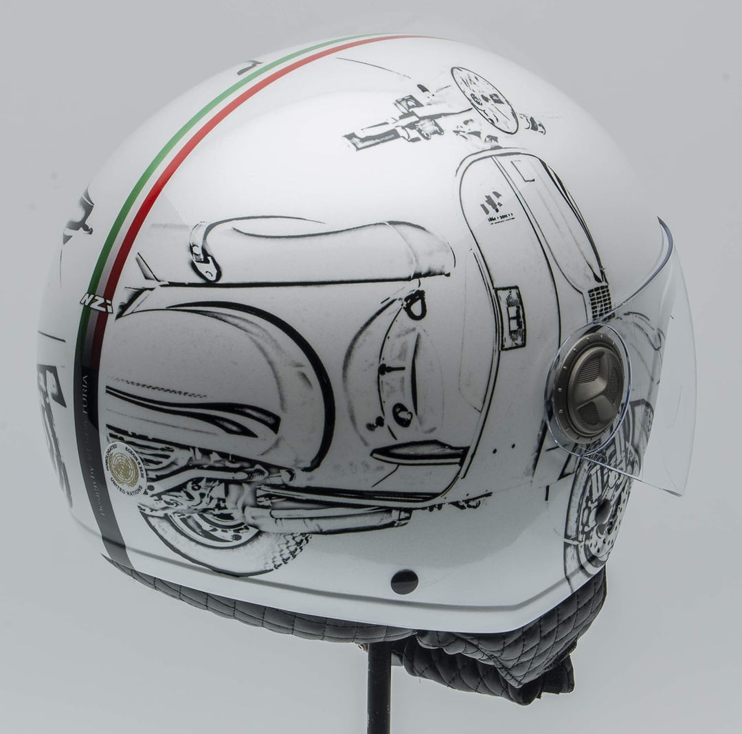 NZI Zeta Grafik Offenes Gesicht Motorradhelm, Glanz W-Vespa Turia, Grösse XL