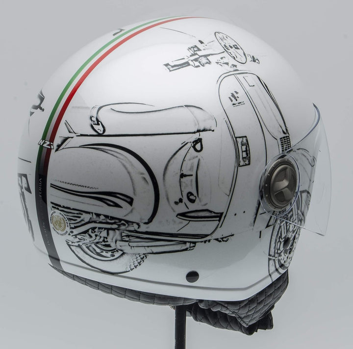 NZI Zeta Grafik Offenes Gesicht Motorradhelm, Glanz W-Vespa Turia, Grösse XL