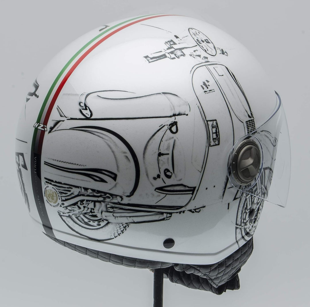 NZI Zeta Grafik Offenes Gesicht Motorradhelm, Glanz W-Vespa Turia, Grösse L