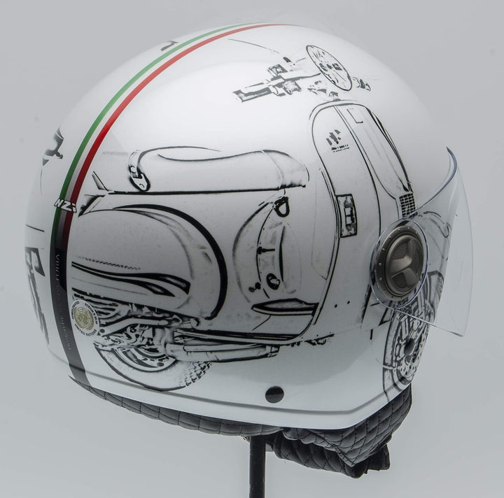 NZI Zeta Grafik Offenes Gesicht Motorradhelm, Glanz W-Vespa Turia, Grösse L
