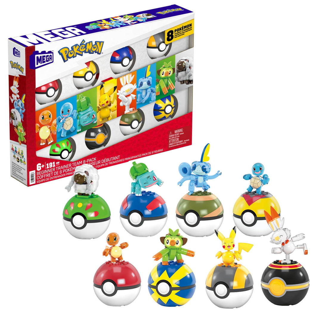 MEGA Pokémon Trainerteam - Pikachu, Bisasam, Glumanda, Schiggy, Hopplo, Chimpep, Memmeon und Wolly u
