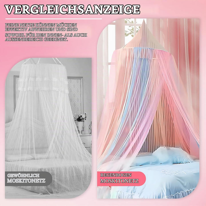 dellyy Prinzessin Regenbogen Betthimmel, (60x250x1250cm), Betthimmel Mädchen, Regenbogen Baldachin K