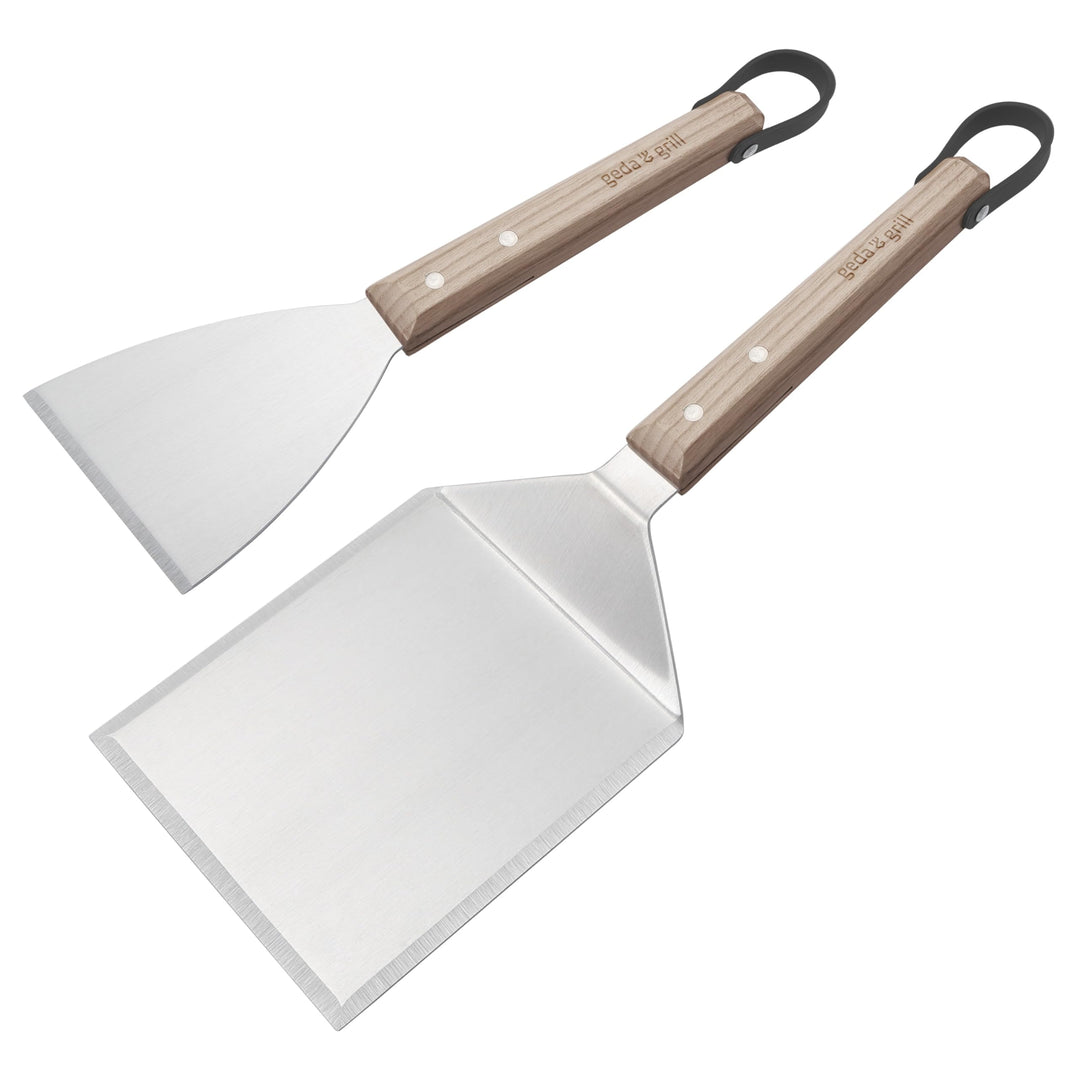 GEDA Grill Edelstahl Grillbesteck Set, Grillspachtel und Grillschaber, BBQ Tool Set für Plancha und