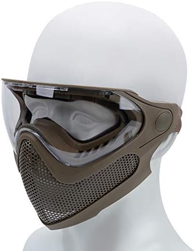 ATAIRSOFT Airsoft 2 Modi Taktische Sicherheit Schutz Vollmaske Antibeschlagbrille Set mit 3 Wechselo