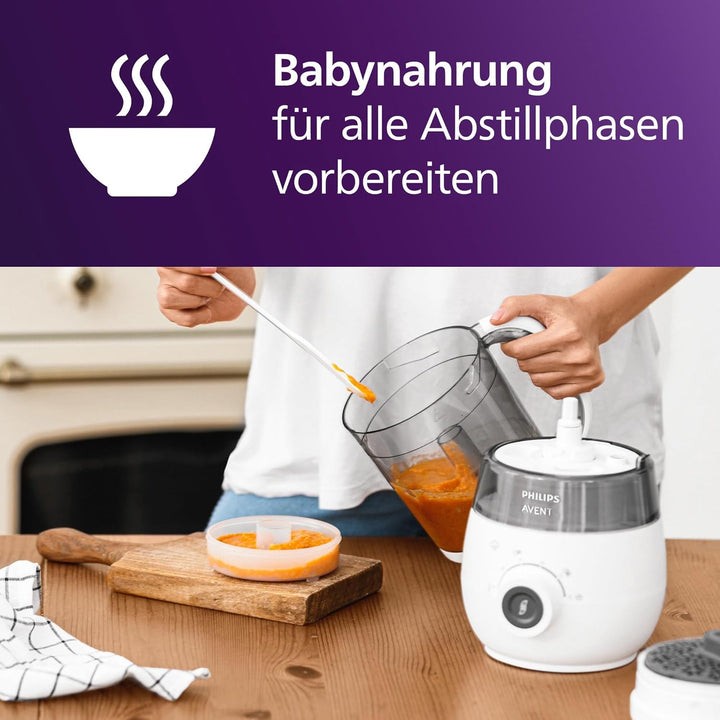 Philips Avent Geschenkset mit Dampfgarer und Mixer – 4-in-1-Babynahrungszubereiter, Dampfgaren, Mixe
