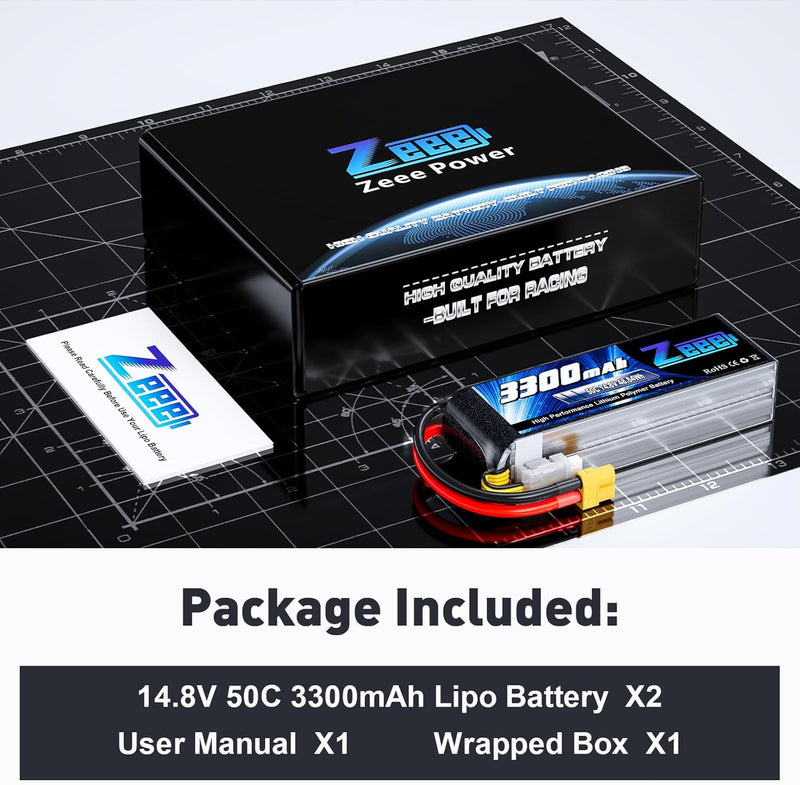 Zeee 4S Lipo Akku 14,8V 50C 3300mAh RC Batterie mit XT60 Stecker für RC Auto Truck Flugzeug Heilikop