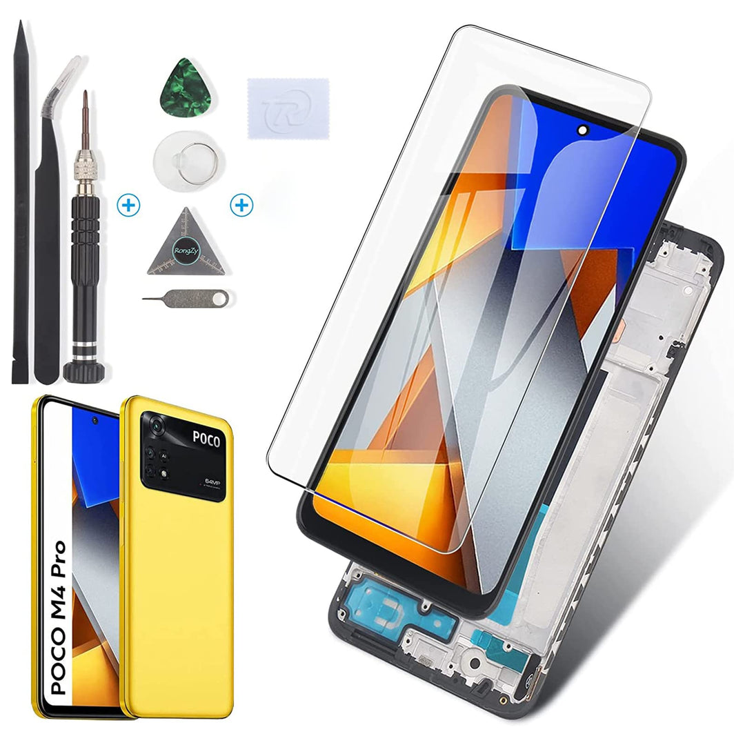 RongZy Display für Xiaomi Poco M4 Pro 4G MZB0B5VIN LCD Bildschirmersatz Digitizer Touchscreen Montie