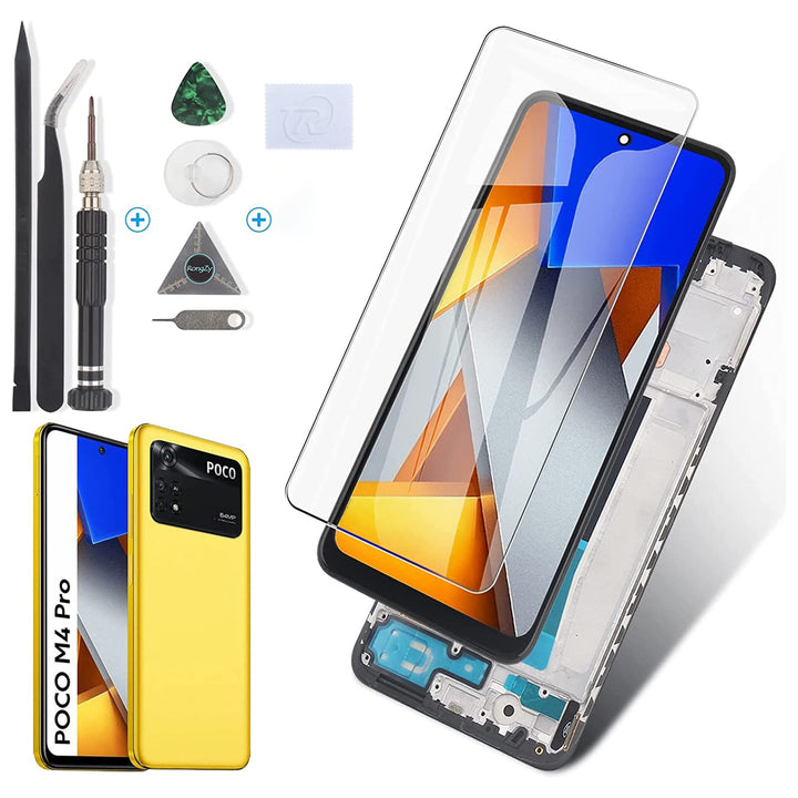 RongZy Display für Xiaomi Poco M4 Pro 4G MZB0B5VIN LCD Bildschirmersatz Digitizer Touchscreen Montie