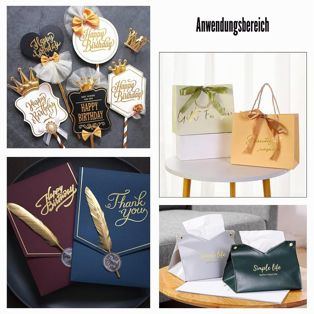 SUPERFINDINGS 3 Rollen 3 Grösse Gold Heissfolienprägepapier Wärmeübertragungsfolienpapier Heissfolie