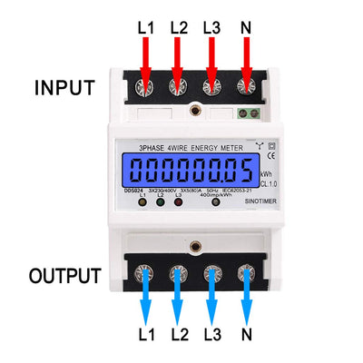 MIRTHBUY Digitaler Stromzähler mit LCD, 3-Phasen 4-Draht, Wechselstromzähler, Geeicht Stromzähler, D