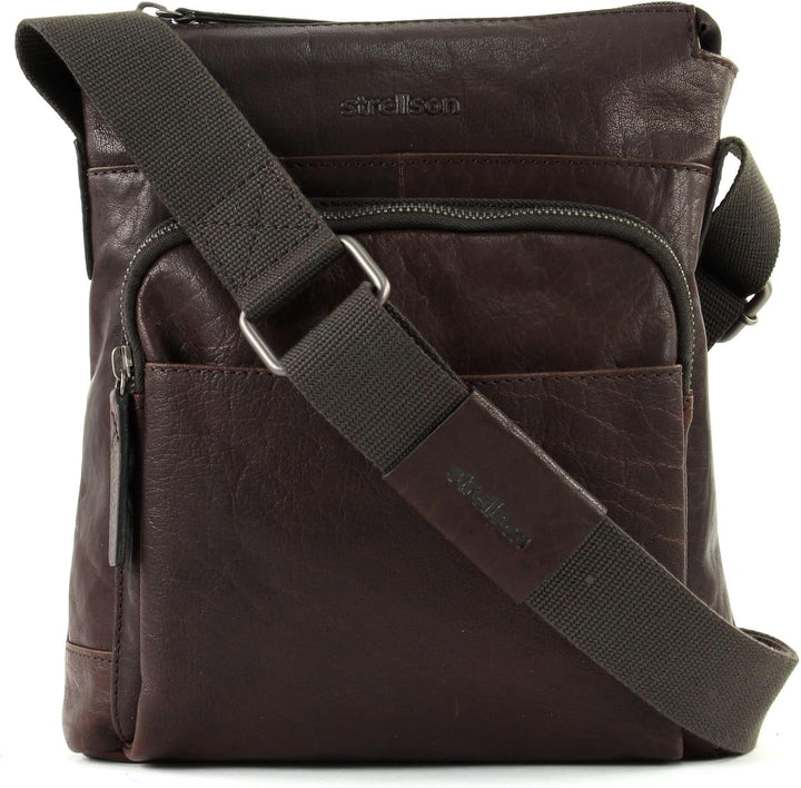 Strellson - Coleman 2.0 kleine Schultertasche für Herren, Leder Tasche, Dunkelbraun