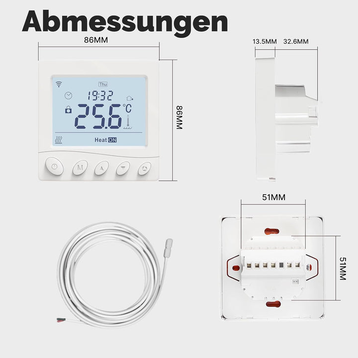 MOES Smart Thermostat Fussbodenheizung Elektrisch, Raumthermostat Fussbodenheizung WLAN Programmierb