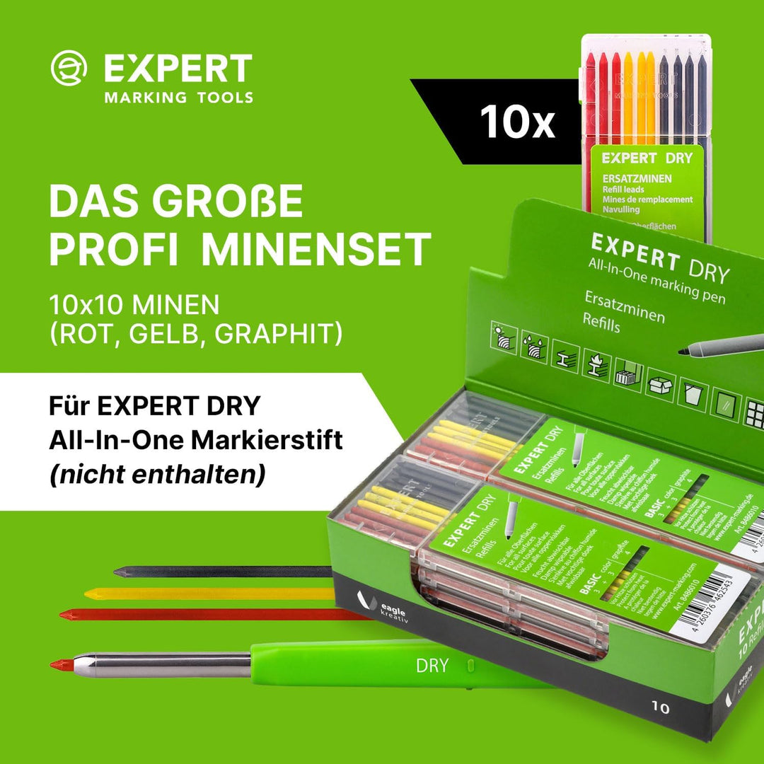 EXPERT DRY Minenset Basic Pro Pack 10x10 Minen | Spezialminen für Holz, Metall, Kunststoff & mehr |