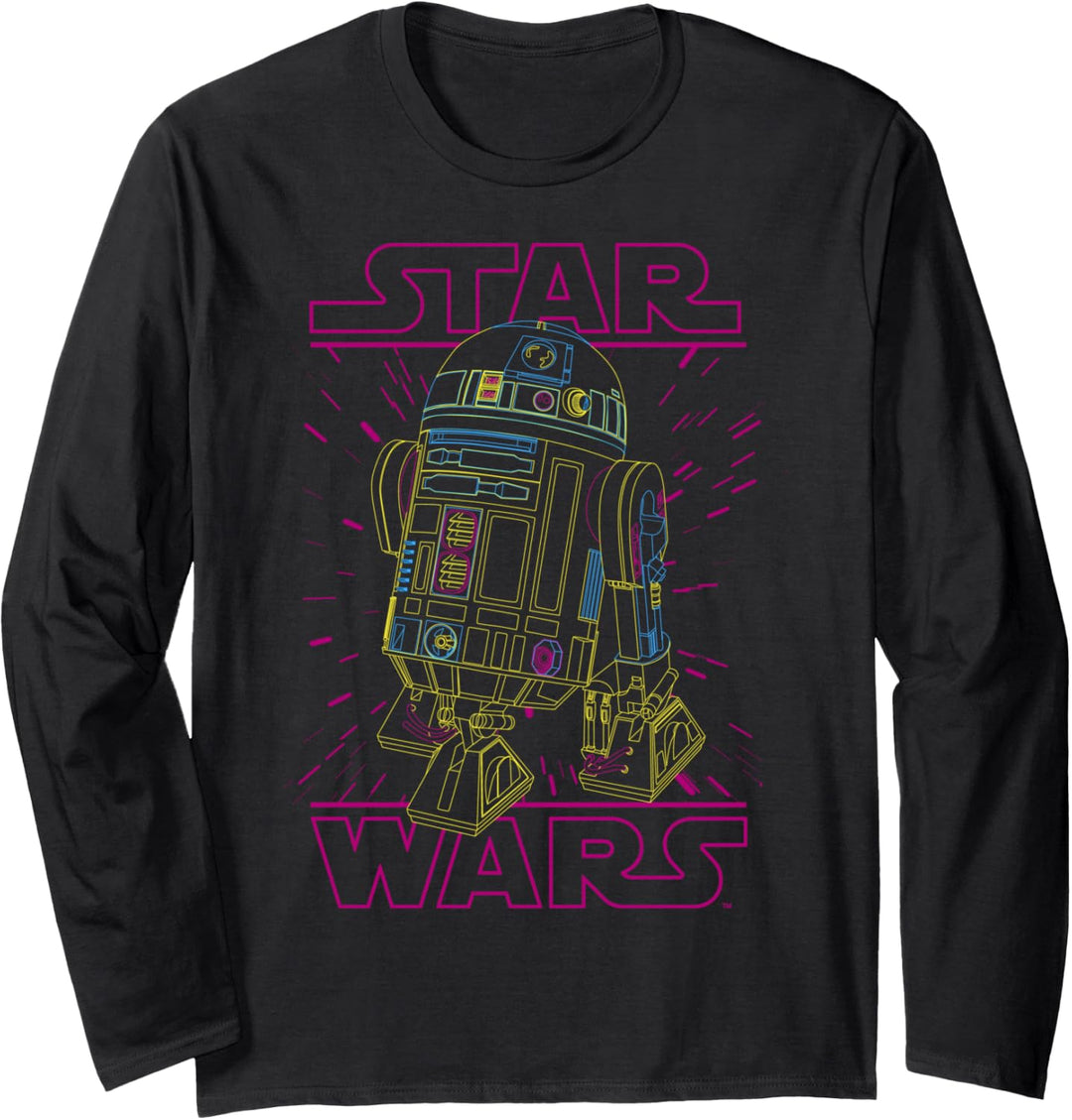 Star Wars R2-D2 Neon Outlined Poster Langarmshirt