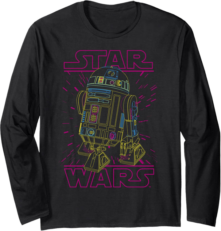 Star Wars R2-D2 Neon Outlined Poster Langarmshirt