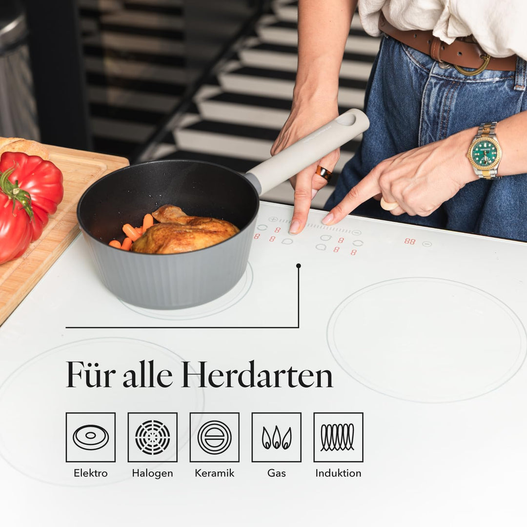 FLORINA Aluminium Kasserolle Serrano 18 cm I Kasserolle mit Soft-Touch-Griffen I Leichte und robuste