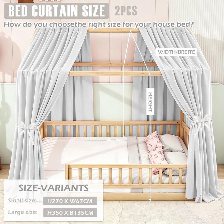 Hausbett Himmel, 2PCS Betthimmel Hausbett, Musselin himmelbett vorhänge, Hausbett Vorhang für Hausbe