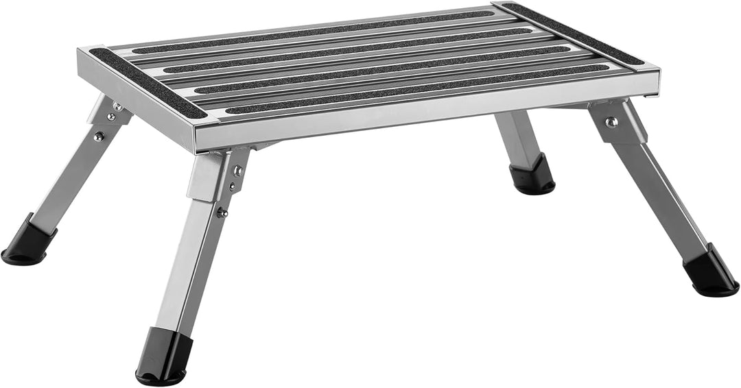 Wiltec Tritthocker klappbar Trittleiter mit 1 Stufe aus Aluminium Camping Klapptritt bis 220 kg mit